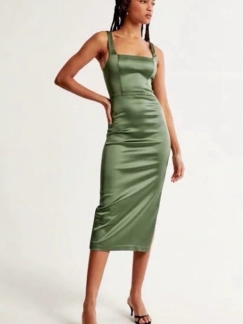 Abercrombie Sculpting Stretch Satin MIDI Dress - NWT
